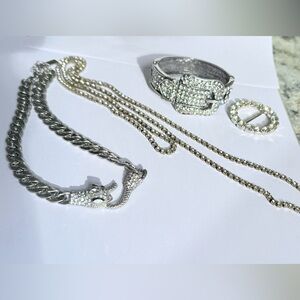 Elegant Silver tone rhinestone icy Jewelry lot